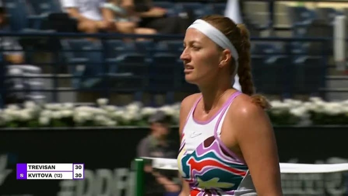 L'azzurra Martina Trevisan perde al primo turno al Wta 1000 di Dubai contro la ex numero 2 al mondo Petra Kvitova, che vince col punteggio di 6-2, 6-1.