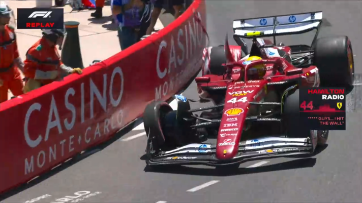 Lewis Hamilton contro le barriere nelle libere 3 del Gp di Monaco